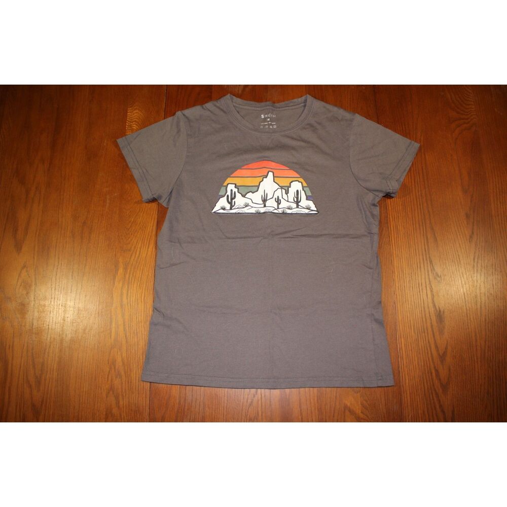 Shein Retro Desert Cactus Graphic Tee - Gray Size Medium (Western Boho)